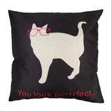 43cm * 43cm Pillow Case Comfortable Cartoon Cat Pattern Cotton Pillow Case Cover Cotton Linen For Home Accessories - catdoglovers.com