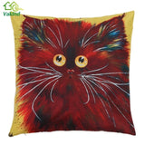 Cushion Cover 11 Styles  Color Cartoon Cat Pattern Pillow Case Linen  Cotton Pillow Cover Bedroom Home Throw Cover - catdoglovers.com