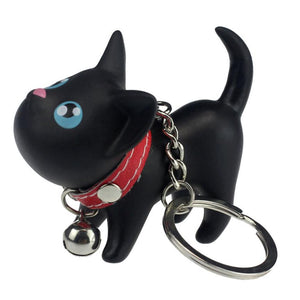 Cat Kitten Keychain Keyring Bell Toy Lover Key Chain Rings For Handbag BK cat Doll key ring Vinyl PU  6*3*5.7 cm Nice accessorie - catdoglovers.com