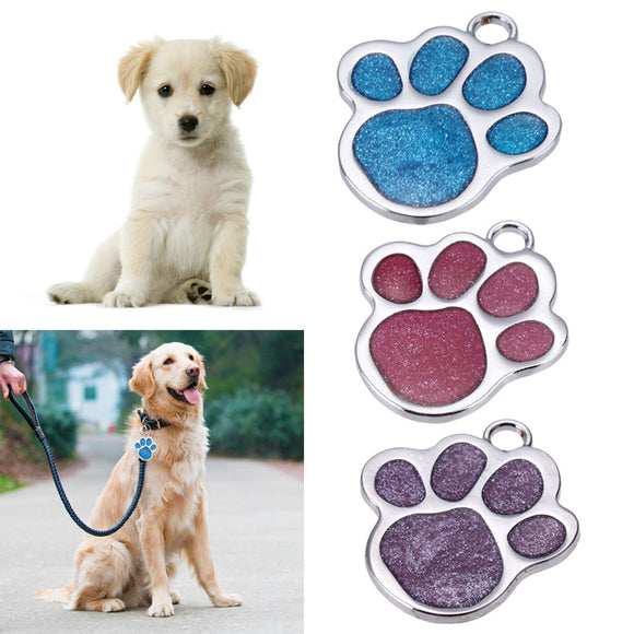 Glitter Custom Pet Dog Tag Personalized Engraved Feet Card Dogs Cat ID Tags Collar Pendants Pet Dog Accessories - catdoglovers.com