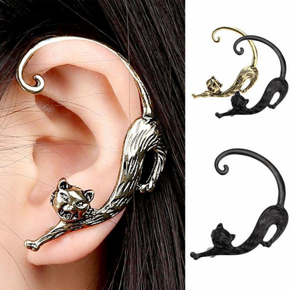 SUSENSTONE Fashion Gothic Punk Temptation Cat Bite Ear Cuff Wrap Clip Earring - catdoglovers.com