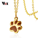 Vnox Cute Cat Dog Paw Pendant for Women Choker Necklace Animal Element Stainless Steel Female Jewelry Party Gift - catdoglovers.com