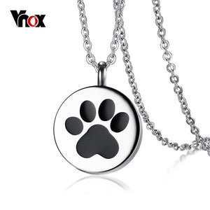 Vnox Openable Dog Cat Paw Pendant Necklace for Women Men Stainless Steel Pet Animal Necklace Jewelry 20" Chain - catdoglovers.com