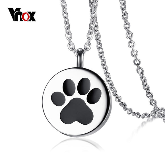 Vnox Openable Dog Cat Paw Pendant Necklace for Women Men Stainless Steel Pet Animal Necklace Jewelry 20