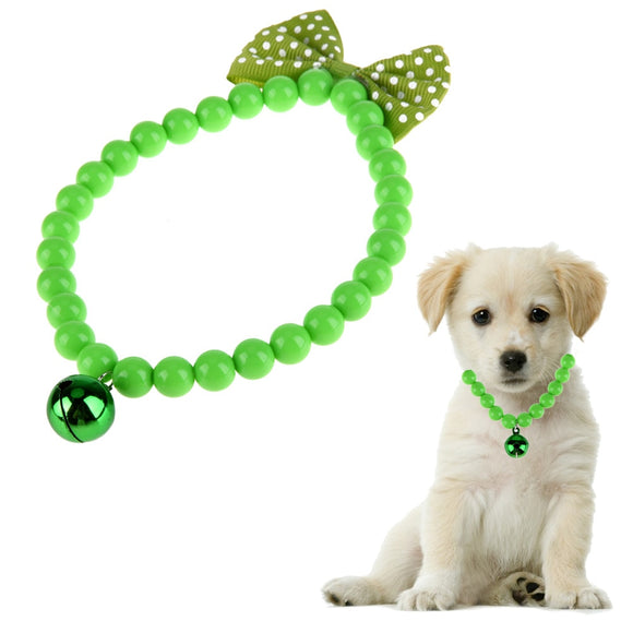 Pet Accessories Dog Cat Jewelry Acrylic Beads Necklace Bowknot Collars With Bells for Small Dog Cats Animal Dog Supplies - catdoglovers.com