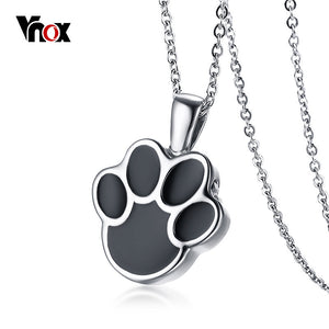 Vnox Can Open Dog Cat Paw Pendant for Women Necklace Stainless Steel Pet Animal Female Jewelry Openable Bijoux 20" Chain - catdoglovers.com