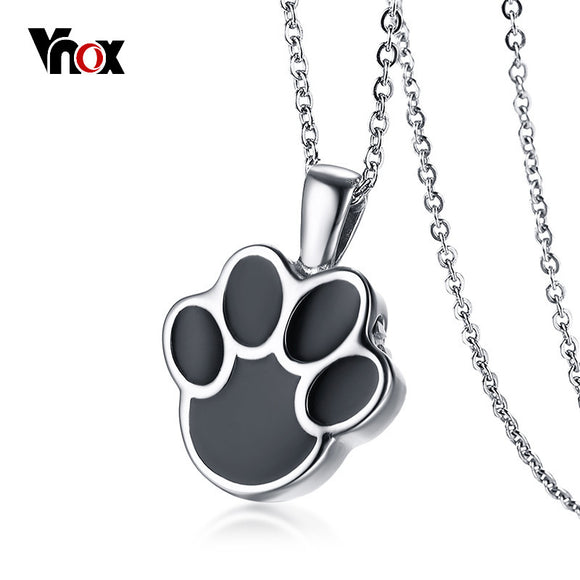 Vnox Can Open Dog Cat Paw Pendant for Women Necklace Stainless Steel Pet Animal Female Jewelry Openable Bijoux 20