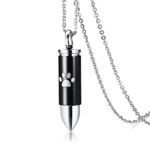 Vnox Can Open Bullet Pendant for Men Necklace Engraved Cute Cat Dog Pet Paw Stainless Steel 20" Chain Tough Male Jewelry - catdoglovers.com