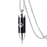 Vnox Can Open Bullet Pendant for Men Necklace Engraved Cute Cat Dog Pet Paw Stainless Steel 20" Chain Tough Male Jewelry - catdoglovers.com