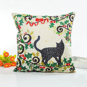 Christmas Cat  Pillow Case Sofa Waist Throw Cushion Cover Home Decor - catdoglovers.com