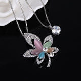 Natural Stone Cat Eye CZ Necklace Gold Silver Plated Chain Pendant Necklaces Wholesale Woman Statement Necklace free shipping - catdoglovers.com