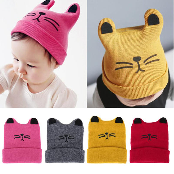 Newborn Baby Cute Hat Kids Spring Autumn Winter Cartoon Cat Beanie Knitted Hats Girls Boys Soft Casual Caps Kids Accessories - catdoglovers.com