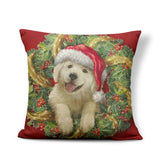 Dog Print Golden Retriever Cat Cushion Xmas Christmas Gingerbread Man Pilow Nature Home Houseware Throw Pillow 45Cm Cotton Blend - catdoglovers.com