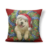 Dog Print Golden Retriever Cat Cushion Xmas Christmas Gingerbread Man Pilow Nature Home Houseware Throw Pillow 45Cm Cotton Blend - catdoglovers.com