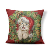Dog Print Golden Retriever Cat Cushion Xmas Christmas Gingerbread Man Pilow Nature Home Houseware Throw Pillow 45Cm Cotton Blend - catdoglovers.com