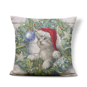 Dog Print Golden Retriever Cat Cushion Xmas Christmas Gingerbread Man Pilow Nature Home Houseware Throw Pillow 45Cm Cotton Blend - catdoglovers.com