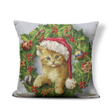 Dog Print Golden Retriever Cat Cushion Xmas Christmas Gingerbread Man Pilow Nature Home Houseware Throw Pillow 45Cm Cotton Blend - catdoglovers.com
