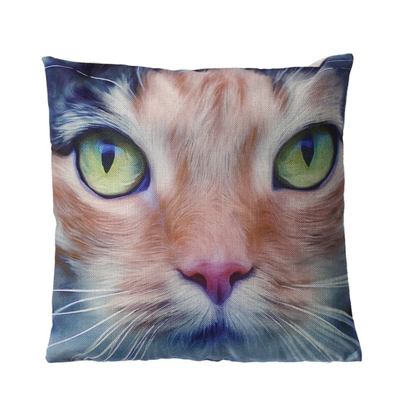 43*43cm Flax Animal Printed Pillowcase Cushion Cover Cute Cat Cotton Lien Cushion Cover Sofa Home Decorative Pillows Covers New - catdoglovers.com