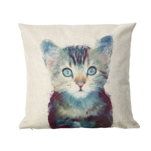 43*43cm Flax Animal Printed Pillowcase Cushion Cover Cute Cat Cotton Lien Cushion Cover Sofa Home Decorative Pillows Covers New - catdoglovers.com
