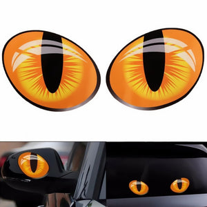 2Pcs 3D Funny Cat Eyes Car Sticker Cute Simulation Reflective Auto Decal Rearview Mirror Window Cover Decoration Exterior Accessories - catdoglovers.com