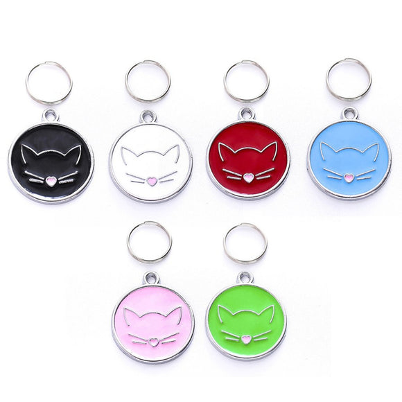 2018 NEW  Cat Face Zinc Alloy Pet ID Tag Identification Plate Mini Dog Cat ID Tag Collar Pendant Personalized Pet Accessories - catdoglovers.com