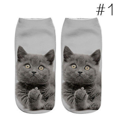 Lovely 3D Print Cotton Short Socks Boat Casual Cat Cartoons Kawaii Ankle Female Cute Art Women Sock Girl Gifts Accessories - catdoglovers.com