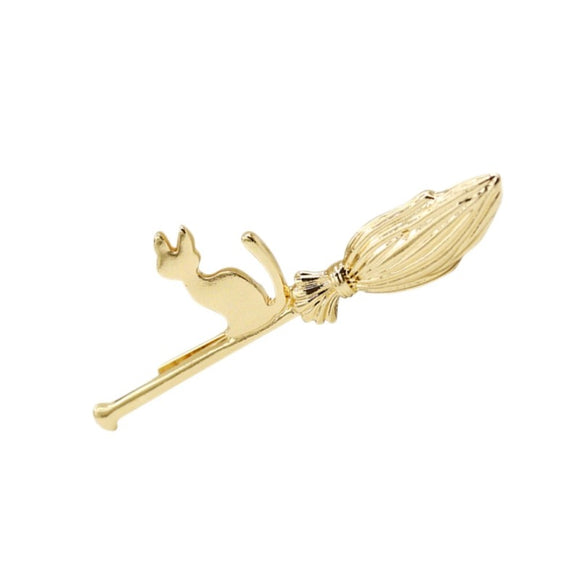 Women Fashion Personality Gold/Silver Cat Broom Hair Clip Hairpin Barrette Pins Hair Accessories - catdoglovers.com