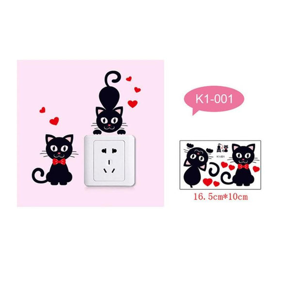 Sale Funny Love Cats Black Wall Sticker 3D Switch Wallpaper Closestool Decals Ornaments Accessories - catdoglovers.com