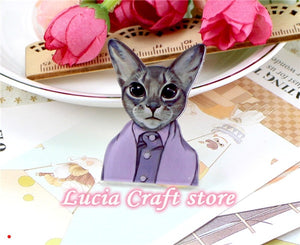 SALE! 1PC Acrylic Badge Cat Brooches Pin Up Collar Tips Epaulette Enamel Broche Christmas Gifts DIY Sewing Accessories 048016010 - catdoglovers.com