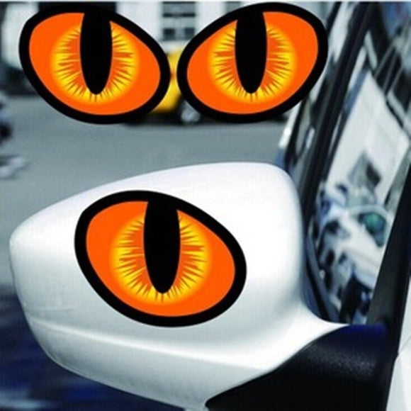 1 pair Cool 3D Evil Cat Eyes Mirror Car Sticker Funny Look Window Car Decal Accessories - catdoglovers.com