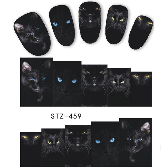 1 Sheet Animal Black Cat Designs Nail Art Stickers Water Transfer Nail Tips Decal DIY Accessory Beauty Nail Decorations LASTZ459 - catdoglovers.com