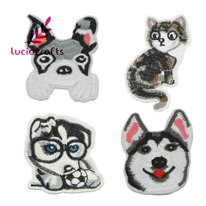 SALE! 4pcs 4.4-9.5cm Dog/Cat Embroidered Iron-On Patches For Clothing Fabric Badges DIY Sewing Accessories 082007411 - catdoglovers.com