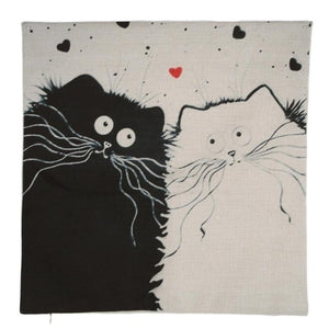 45cm*45cm Decorative Pillows Cartoon Cat Pillow Case Linen Cotton Cat Cushion Cover Chair Seat Car Sofa Kitten Pillowcase - catdoglovers.com