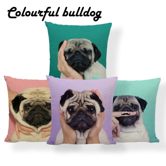 Animal Realistic Cushion Covers Ilove Pug Dog Unique Modeling Pilow For Kids Pillowslip Covers Small 43X43Cm Burlap Colorful - catdoglovers.com