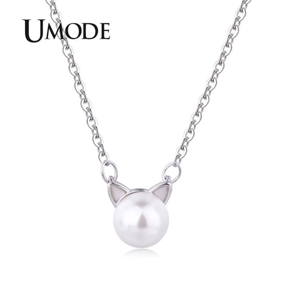 UMODE Fashion Cat Ear Pearl Necklace & Pendants Women Jewelry Accessories Chain Valentines Day collares femme sieraden UN0318 - catdoglovers.com